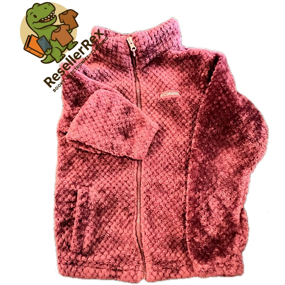 Columbia Fire Side Sherpa Fleece Jacket Kids Size M Purple Full Zip WG1122